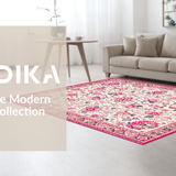Ultra Soft Area Rug, Non Slip, Stain Resistant, Washable Area Rugs for Living Room, Bedroom, Serene Light Pink Garden Theme(Ivory)
