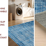 Ultra Soft Area Rug, Non Slip, Stain Resistant, Washable Area Rugs for Living Room, Bedroom, Chic Bow Accent Rug with Soft Blue Tones and Elegant Curved Lines Design(Blue)
