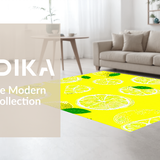 Ultra Soft Area Rug, Non Slip, Stain Resistant, Washable Area Rugs for Living Room, Bedroom, Bright Fruity Abstract Design(Yellow)