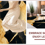 Ultra Soft Area Rug, Non Slip, Stain Resistant, Washable Area Rugs for Living Room, Bedroom, Modern Abstract Black Gold Living Room Carpet(Black)