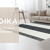 Ultra Soft Area Rug, Non Slip, Stain Resistant, Washable Area Rugs for Living Room, Bedroom, Handcrafted Bistro Stripe Woven Mat with Modern Minimalist Design(Black)