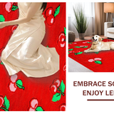 Ultra Soft Area Rug, Non Slip, Stain Resistant, Washable Area Rugs for Living Room, Bedroom, Bold Modern Fruit Illustrations(Red)