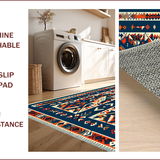 Ultra Soft Area Rug, Non Slip, Stain Resistant, Washable Area Rugs for Living Room, Bedroom, Boho Geometric Soft Dining Room Rug(Blue)