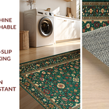 Ultra Soft Area Rug, Non Slip, Stain Resistant, Washable Area Rugs for Living Room, Bedroom, Timeless Rustic Floral Elements(Green)