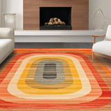 Ultra Soft Area Rug, Non Slip, Stain Resistant, Washable Area Rugs for Living Room, Bedroom, Eclectic Rainbow Abstract Design(Orange)