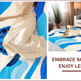 Ultra Soft Area Rug, Non Slip, Stain Resistant, Washable Area Rugs for Living Room, Bedroom, Nautical Blue Ocean Living Room Washable Carpet(Blue)