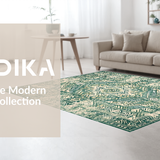 Elegant Cream and Sage Floral Medallion(Ivory)