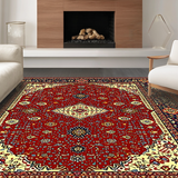 Ultra Soft Area Rug, Non Slip, Stain Resistant, Washable Area Rugs for Living Room, Bedroom, Rustic Red and Gold Patterns(Red)