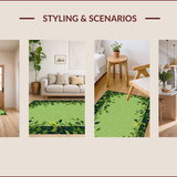 Ultra Soft Area Rug, Non Slip, Stain Resistant, Washable Area Rugs for Living Room, Bedroom, Cottagecore Leafy Textured Aesthetic(Green)