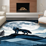 Artistic Gray Wolf Silhouette Design(Blue)