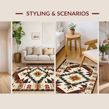 Ultra Soft Area Rug, Non Slip, Stain Resistant, Washable Area Rugs for Living Room, Bedroom, Rustic Southwestern Pattern Fusion(Beige)