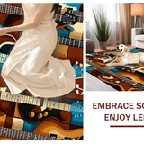Ultra Soft Area Rug, Non Slip, Stain Resistant, Washable Area Rugs for Living Room, Bedroom, Modern Graphic Bass Guitar Imagery(Brown)