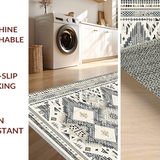 Ultra Soft Area Rug, Non Slip, Stain Resistant, Washable Area Rugs for Living Room, Bedroom, Rustic Ogee Motif Delight(Beige)