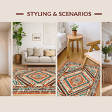 Ultra Soft Area Rug, Non Slip, Stain Resistant, Washable Area Rugs for Living Room, Bedroom, Chic Colorful Diamond Arrangement(Orange)