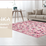 Ultra Soft Area Rug, Non Slip, Stain Resistant, Washable Area Rugs for Living Room, Bedroom, Charming Pastel Floral Elegance(Pink)