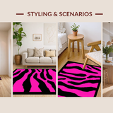 Ultra Soft Area Rug, Non Slip, Stain Resistant, Washable Area Rugs for Living Room, Bedroom, Whimsical Funky Print Arrangement(Pink)