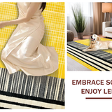 Ultra Soft Area Rug, Non Slip, Stain Resistant, Washable Area Rugs for Living Room, Bedroom, Rustic Minimalist Linear Arrangement(Yellow)