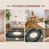 Ultra Soft Area Rug, Non Slip, Stain Resistant, Washable Area Rugs for Living Room, Bedroom, Charming Astral Folk Pattern(Gold)