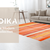 Ultra Soft Area Rug, Non Slip, Stain Resistant, Washable Area Rugs for Living Room, Bedroom, Modern Striped Geometry in Bright Tones(Orange)