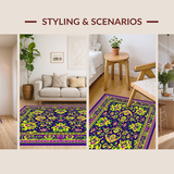 Ultra Soft Area Rug, Non Slip, Stain Resistant, Washable Area Rugs for Living Room, Bedroom, Striking Earthy Multicolor Swirls(Purple)