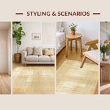 Ultra Soft Area Rug, Non Slip, Stain Resistant, Washable Area Rugs for Living Room, Bedroom, Textured Jute Boho Inspired Design(Gold)