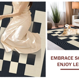 Ultra Soft Area Rug, Non Slip, Stain Resistant, Washable Area Rugs for Living Room, Bedroom, Rustic Monochrome Checkerboard Style(Beige)