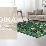 Ultra Soft Area Rug, Non Slip, Stain Resistant, Washable Area Rugs for Living Room, Bedroom, Refined Dark Green Floral Arrangement(Green)