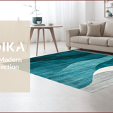 Ultra Soft Area Rug, Non Slip, Stain Resistant, Washable Area Rugs for Living Room, Bedroom, Elegant Modern Grey Swirls(Blue)