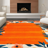 Ultra Soft Area Rug, Non Slip, Stain Resistant, Washable Area Rugs for Living Room, Bedroom, Charming Cheerful Patterned Accent(Orange)