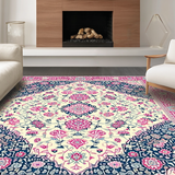 Ultra Soft Area Rug, Non Slip, Stain Resistant, Washable Area Rugs for Living Room, Bedroom, Chic Soft Blue Floral Pattern(White)