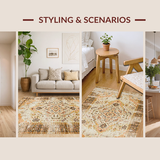 Ultra Soft Area Rug, Non Slip, Stain Resistant, Washable Area Rugs for Living Room, Bedroom, Luxurious Warm Gold Accent Style(Beige)