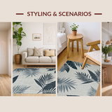 Ultra Soft Area Rug, Non Slip, Stain Resistant, Washable Area Rugs for Living Room, Bedroom, Lightweight Coastal Leaf Design(Gray)