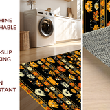Ultra Soft Area Rug, Non Slip, Stain Resistant, Washable Area Rugs for Living Room, Bedroom, Lively Black Cat with Blooming Flora(Black)