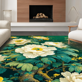 Ultra Soft Area Rug, Non Slip, Stain Resistant, Washable Area Rugs for Living Room, Bedroom, Vibrant Realistic Flower Aesthetic(Green)