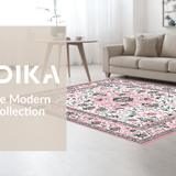 Ultra Soft Area Rug, Non Slip, Stain Resistant, Washable Area Rugs for Living Room, Bedroom, Contemporary Artistic Floral Fusion(White)