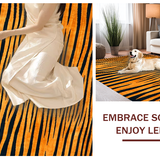Ultra Soft Area Rug, Non Slip, Stain Resistant, Washable Area Rugs for Living Room, Bedroom, Rustic Dark Brown Tiger Print(Orange)