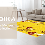 Ultra Soft Area Rug, Non Slip, Stain Resistant, Washable Area Rugs for Living Room, Bedroom, Vibrant Quirky Nature Motif(Yellow)