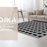 Ultra Soft Area Rug, Non Slip, Stain Resistant, Washable Area Rugs for Living Room, Bedroom, Stylish Lattice Structure in Noir(Black)
