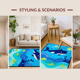 Charming Round Marine Life Motif(Blue)