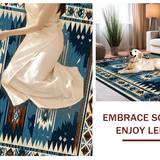 Ultra Soft Area Rug, Non Slip, Stain Resistant, Washable Area Rugs for Living Room, Bedroom, Rustic Geometric Tribal Elegance(Blue)