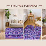 Ultra Soft Area Rug, Non Slip, Stain Resistant, Washable Area Rugs for Living Room, Bedroom, Artful Vibrant Medley Pattern(Purple)