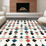 Ultra Soft Area Rug, Non Slip, Stain Resistant, Washable Area Rugs for Living Room, Bedroom, Rustic Tasseled Graphic Pattern(Red)