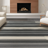 Ultra Soft Area Rug, Non Slip, Stain Resistant, Washable Area Rugs for Living Room, Bedroom, Sleek Black and Bone Stripes(Black)