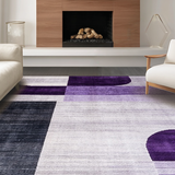 Ultra Soft Area Rug, Non Slip, Stain Resistant, Washable Area Rugs for Living Room, Bedroom, Elegant Geometric Grey and White(Purple)