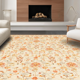 Ultra Soft Area Rug, Non Slip, Stain Resistant, Washable Area Rugs for Living Room, Bedroom, Rustic Geometric Leaf Motif(Beige)