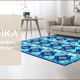 Ultra Soft Area Rug, Non Slip, Stain Resistant, Washable Area Rugs for Living Room, Bedroom, Floral Low Pile Dining Room Carpet Non-Slip(Blue)