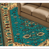 Ultra Soft Area Rug, Non Slip, Stain Resistant, Washable Area Rugs for Living Room, Bedroom, Rustic Western Brown Teal Living Room Washable Rug(Blue)