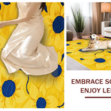 Ultra Soft Area Rug, Non Slip, Stain Resistant, Washable Area Rugs for Living Room, Bedroom, Dynamic Irregular Floral Statement(Yellow)