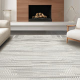 Ultra Soft Area Rug, Non Slip, Stain Resistant, Washable Area Rugs for Living Room, Bedroom, Serene Geometric Coastal Inspired Look(Gray)