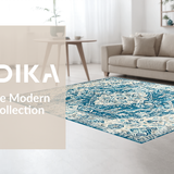 Ultra Soft Area Rug, Non Slip, Stain Resistant, Washable Area Rugs for Living Room, Bedroom, Modern Distressed Diamond Composition(Blue)